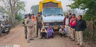 अवैध रूप से परिवहन की जा रही 36 नग खैर की लकडी पिकअप समेत पकडाया