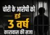 चोरी के दो मामलो में एक आरोपी को हुई 03 वर्ष की सजा ।
