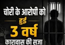 चोरी के दो मामलो में एक आरोपी को हुई 03 वर्ष की सजा ।
