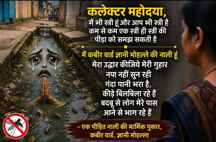 कबीर वार्ड ज्ञानी मोहल्ले में एक नाली ने खोली भ्रष्टाचार की पोल