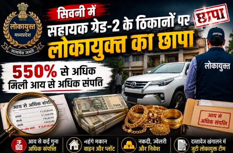 सहायक ग्रेड-2 के ठिकानों पर लोकायुक्त का छापा, 550ः से अधिक मिली आय से अधिक संपत्ति